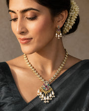 kanak Dual Tone Stone Necklace Set